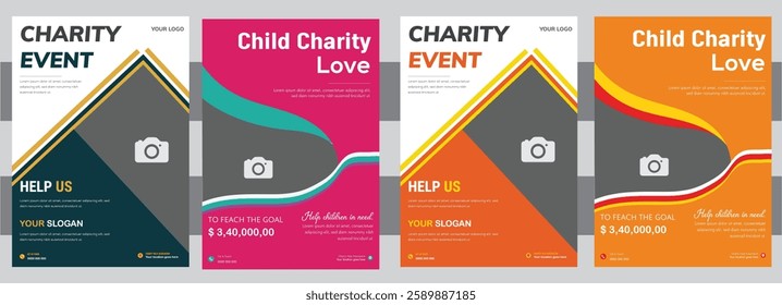 Charity Flyer Template Fundraising And Donation Event Design,Charity Fundraising Brochure Editable And Print Ready Template,Help And Care Event Flyer Donation Drive Poster, 