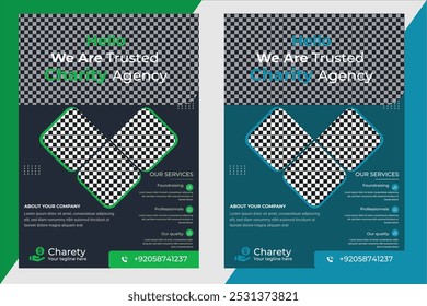 Charity flyer template with kids' book donation brochure cover ad design