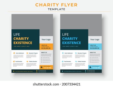 charity flyer Template, life charity existence promotion, education program flyer design