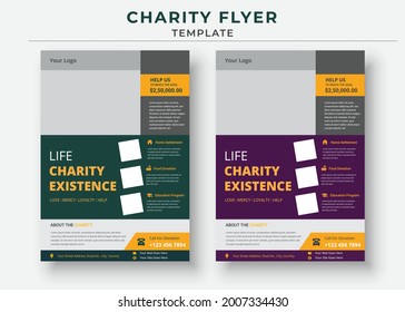 charity flyer Template, life charity existence promotion, education program flyer design