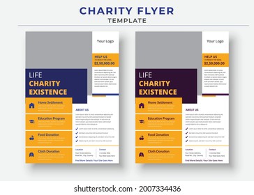 charity flyer Template, life charity existence promotion, education program flyer design