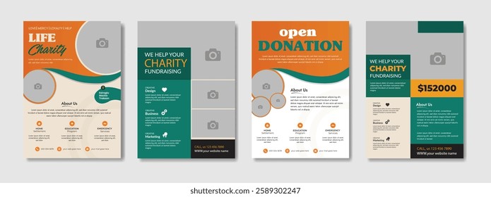 Charity Flyer Template for Nonprofit Fundraising Donation Event Helping Hands Community Support Volunteer Campaign Social Cause Awareness Elegant Modern Design for NGO Humanitarian Aid Promotion