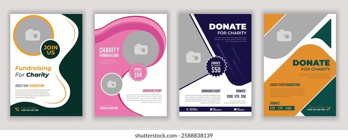 Charity Flyer Template for Nonprofit Organization Fundraising Donations Volunteer Support Community Awareness Social Welfare Event Design for Helping People and Making a Difference banner poster eps.