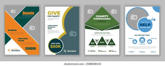 Charity Flyer Template for Nonprofit Organization Fundraising Donations Volunteer Support Community Awareness Social Welfare Event Design for Helping People and Making a Difference banner poster eps.