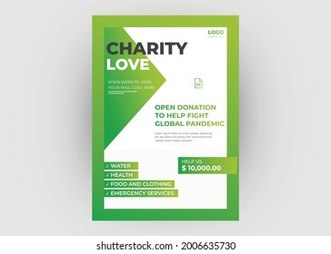 Charity flyer template. Charity volunteer poster leaflet design. Helping charity flyer template design.
