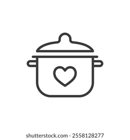 Charity food icon in line design. Charity, food, donation, support, meal, sharing, help on white background vector. Charity food editable stroke icon