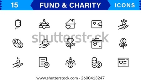 Charity and Fund Icon Pack. Perfect Icons for Donations, Crowdfunding, and Charity Campaigns