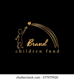 Charity fund vector logo design template. Catching a star illustration
