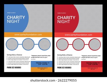 Charity fundraiser rack card design template or Charity activities Dl Flyer, leaflet, and handbill design two color variations Fundraising Charity Flyer, Donation Banner, Charity flyer template