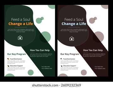 Charity fundraising  donation flyer template , Nonprofit event design for social awareness and humanitarian aid campaign