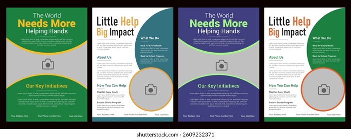 Charity fundraising  donation flyer template , Nonprofit event design for social awareness and humanitarian aid campaign