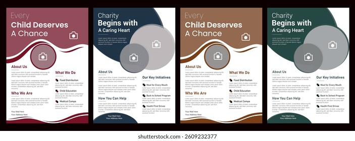 Charity fundraising  donation flyer template , Nonprofit event design for social awareness and humanitarian aid campaign