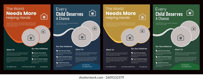 Charity fundraising  donation flyer template , Nonprofit event design for social awareness and humanitarian aid campaign
