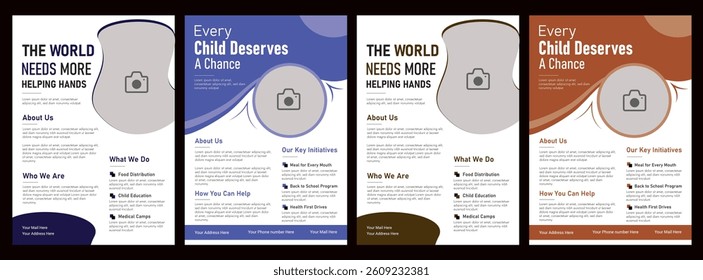 Charity fundraising  donation flyer template , Nonprofit event design for social awareness and humanitarian aid campaign
