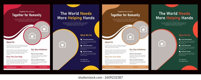 Charity fundraising  donation flyer template , Nonprofit event design for social awareness and humanitarian aid campaign