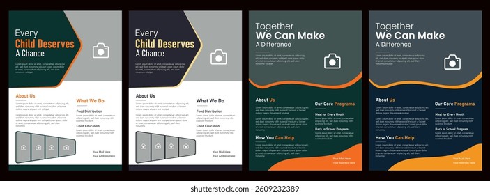 Charity fundraising  donation flyer template , Nonprofit event design for social awareness and humanitarian aid campaign