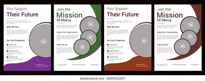 Charity fundraising  donation flyer template , Nonprofit event design for social awareness and humanitarian aid campaign