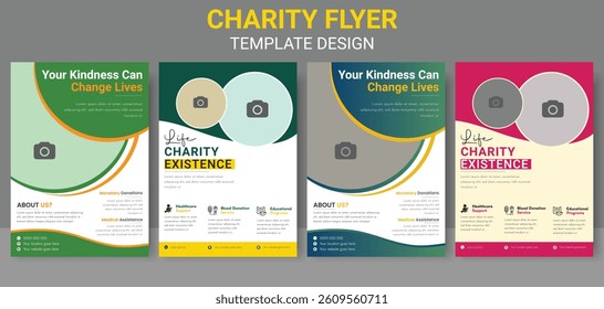 Charity fundraising event editable print Flyer or poster template, suitable for charity foundation, donation concept flyer or leaflet, Ngo Flyer design.