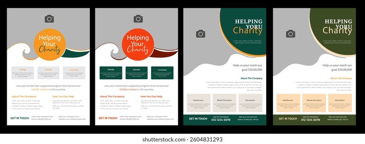 Charity Fundraising Flyer and Template Design. donation charity flyer, leaflet, and handbill design template.