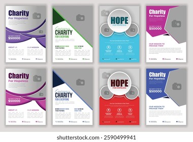 Charity Fundraising Flyer Template Volunteer Donation Drive Nonprofit Organization Helping Hands Social Welfare Aid Community Support Assistance Editable Design for Events and Awareness Campaigns.