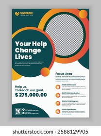 Charity fundraising poster design template or donation charity flyer, leaflet, and handbill design template