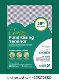 Charity Fundraising Seminar A4 Size Flyer Design or charity donation collection event  Poster, Leaflet, and Handbill Design Template