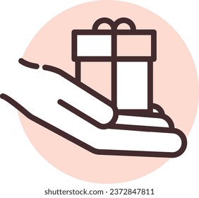 Charity gift, illustration or icon, vector on white background.