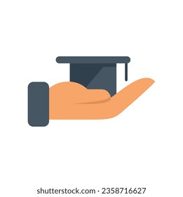 Icono de graduación de caridad vector plano. Ayuda. Aislado de corazón
