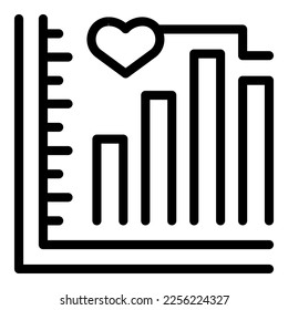 Vector de contorno de icono de gráfico de caridad. Atención voluntaria. Asistencia internacional