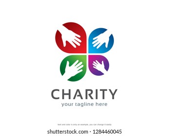 Charity or Hand Logo Template Design Vector, Emblem, Concept Design, Creative Symbol, Icon