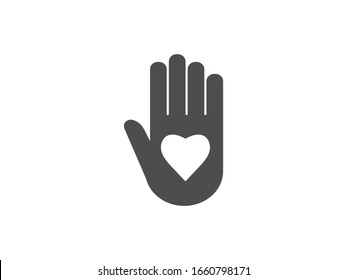 Charity, hand, volunteer icon. Vector illustration, flat design.