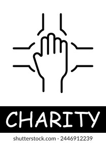 Charity, hands icon. Teamwork, support, donation, helping those in need, generosity, compassion, and community assistance. The concept of good nature and helping others.