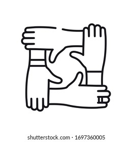 charity hands symbol icon over white background, line style, vector illustration