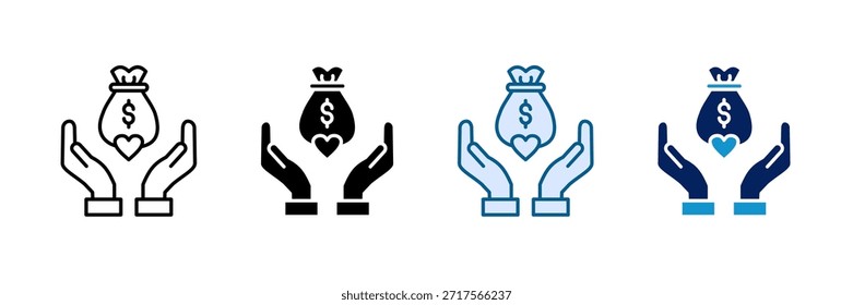 Charity Heart Icon Set Colección de estilo múltiple