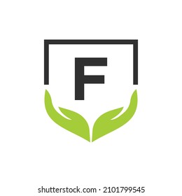 El Logo De La Ayuda De La Caridad Manda Sobre La Plantilla De Concepto De Letra F. Cuidado, Compartir, Caridad, Salud Médica, Donación Organización F Diseño de Logotipo