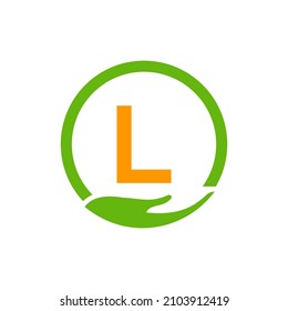 Hilfe für Wohltätigkeitsorganisationen behandelt Logo auf Buchstabe L-Konzeptvorlage. Betreuung, gemeinsame Nutzung, Wohltätigkeit, medizinische Gesundheit, Spenderorganisation L Logotype Design