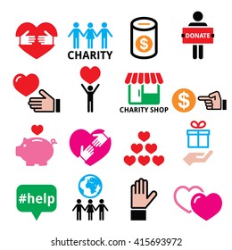 Charity, helping other people icons 