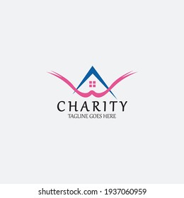Charity home logo design template. Vector illustration