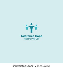 Charity hope logo tolerant people with connected hands, Organization logo and Bridge logo