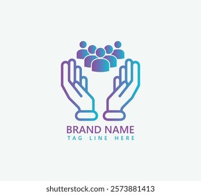 Charity and Humanity Logo Design with Helping Hands and Community Symbol.