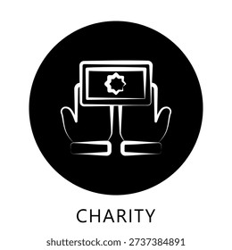 Charity Icon Button Mini Illustration, Use For Modern Concept, Print, Ui, Ux Kit, Web And App Development. Vector Related To Ramadan, Eid Al-Fitr, Eid Al-Adha And More