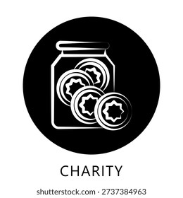 Charity Icon Button Mini Illustration, Use For Modern Concept, Print, Ui, Ux Kit, Web And App Development. Vector Related To Ramadan, Eid Al-Fitr, Eid Al-Adha And More