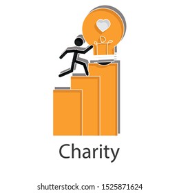 Charity icon concept on white background. Expertise creative design. Flat vector illustration use for your presentation.