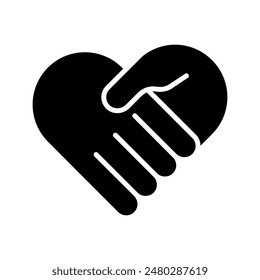 Charity icon. Hand holding heart, love, compassion, giving, support, care, help, charity, kindness, altruism.