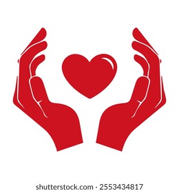 Charity icon. Hand holding heart
