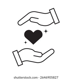 Charity icon. Hand holding heart, love, compassion, giving, support, care, help, charity, kindness, altruism. EPS 10.