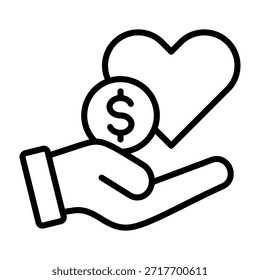 Ilustración vectorial de diseño de línea Charity Icon