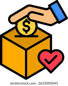 Charity Icon Lineal Color Vector Illustration