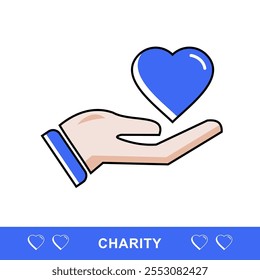 Charity, Charity icon, Message Love and Patient Care, Caring Hands. Vector Isolated Pictogram