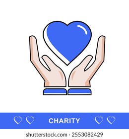 Charity, Charity icon, Message Love and Patient Care, Caring Hands. Vector Isolated Pictogram